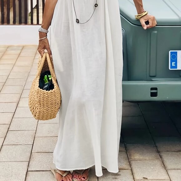 White Low Back Maxi Dress - Picture 3 of 9